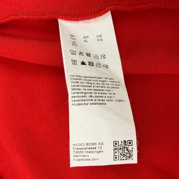New Hugo Boss Red Hoodie With Gray Hood "BOSS" Logo Sz XL - Picture 11 of 16
